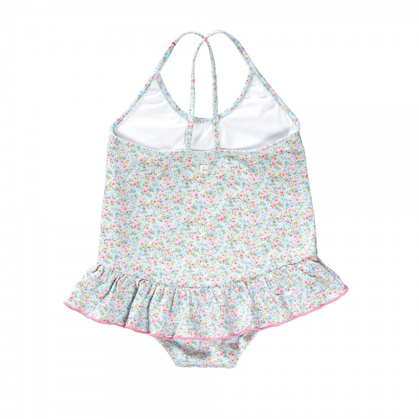 girls one-piece swimsuit with ruffled skirt