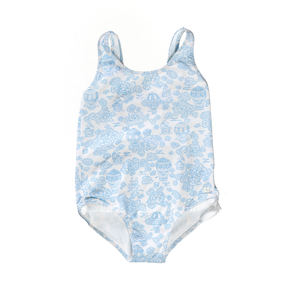 girls mongolfier print one - piece swimsuit | Pluunge